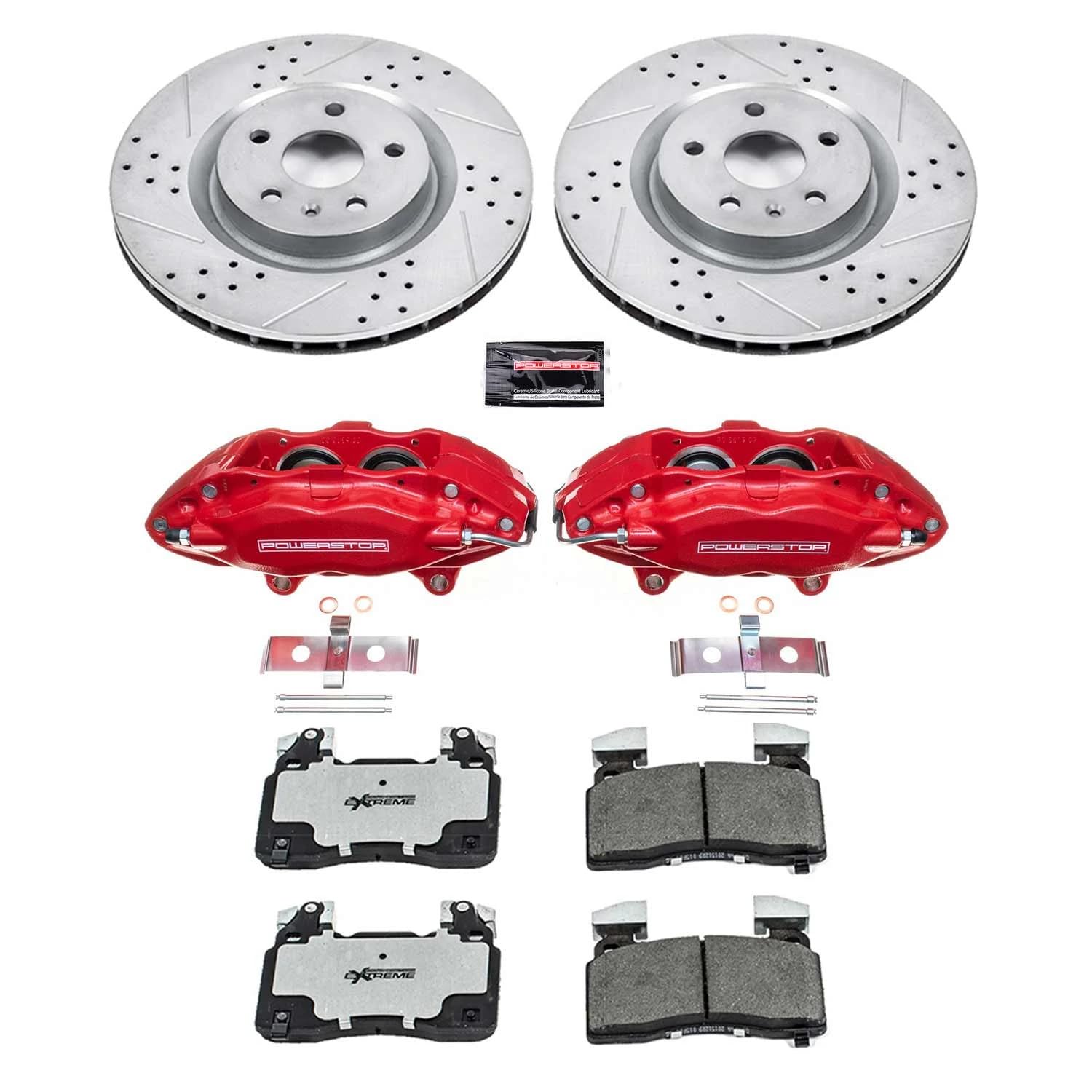 Power Stop Z23 KC5486 Evolution Sport 1 - Click Brake Kit with Powder Coated Calipers (Brake Pads Drilled/Slotted Rotors) For Dodge Charger 2006-2014 Dodge Magnum 2006-2008 [Vehicle Specific]