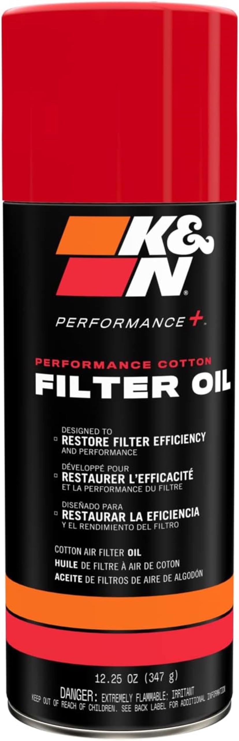Aerosol K&N Air Filter Oil; Restore Engine Air Filter Performance and Efficiency, 99-0516, 347g(12.25 Oz)