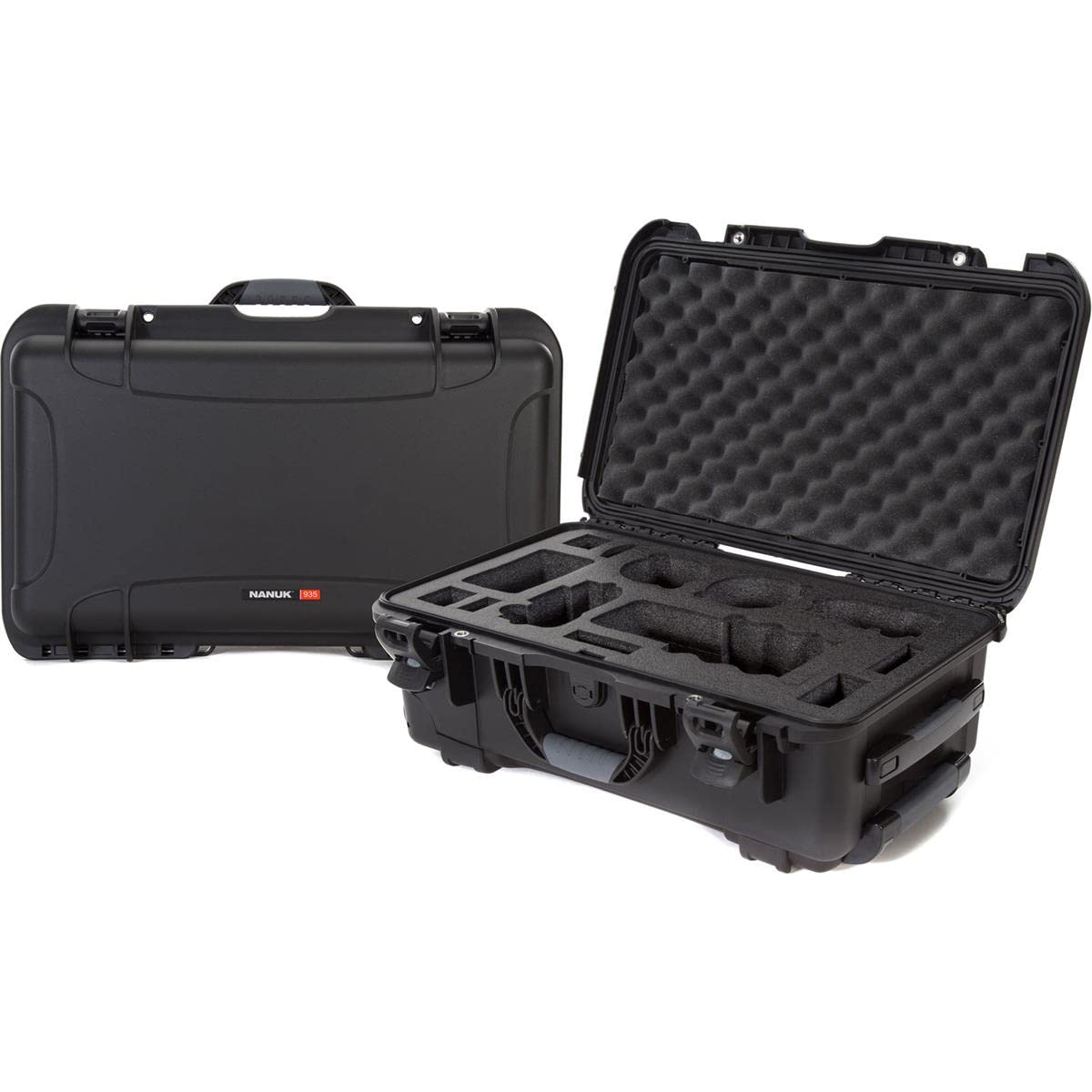 Waterproof Nanuk 935 Carry-On Hard Case with Lid Organizer for Sony a7R Size Camera w/Wheels - Black