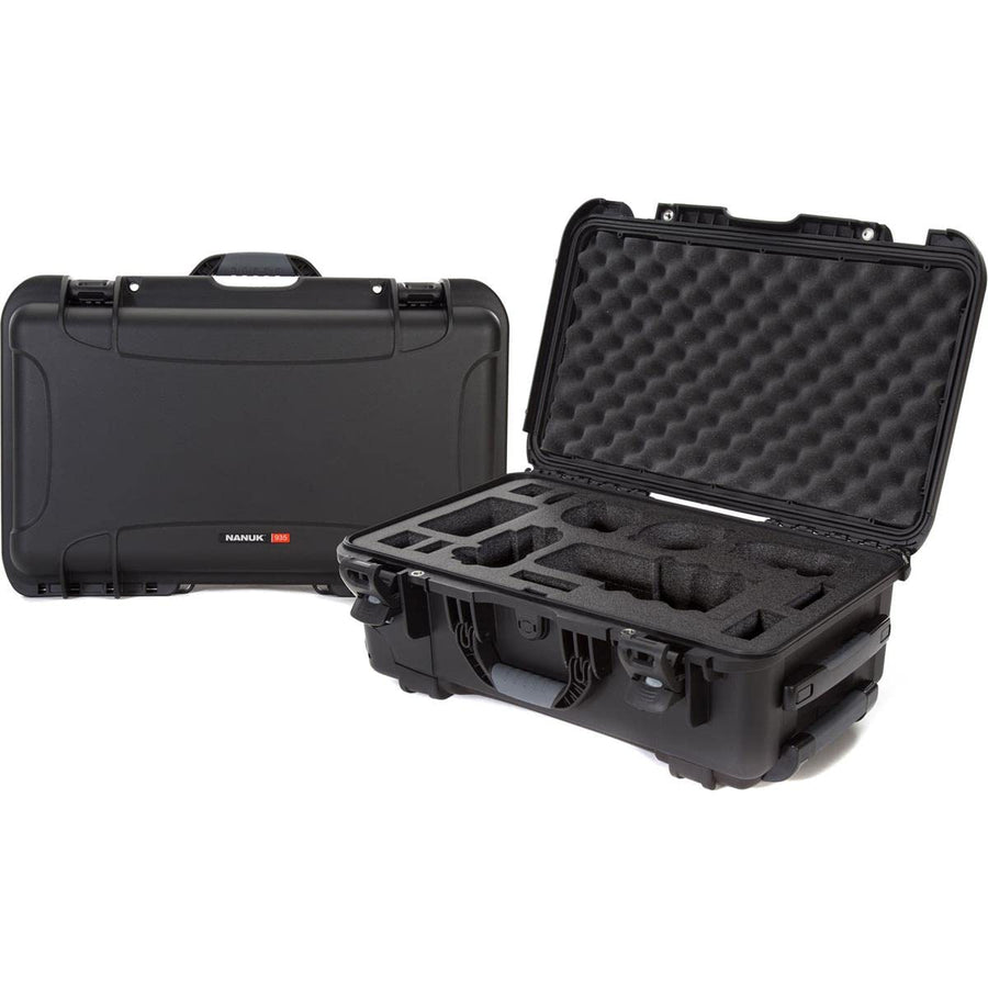 Waterproof Nanuk 935 Carry-On Hard Case with Lid Organizer for Sony a7R Size Camera w/Wheels - Black
