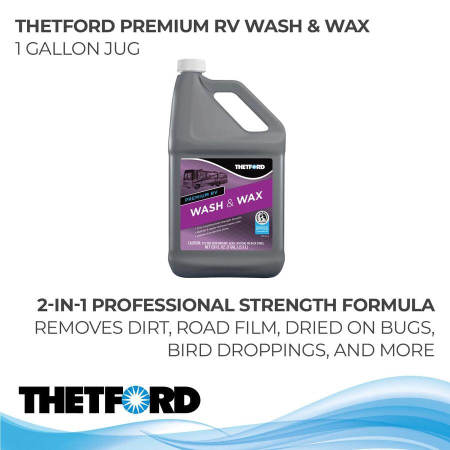 Thetford RV Wash and Wax Premium, Detergent and Wax for RVs / Boats / Trucks / Cars - 1 Gallon - Thetford 32517