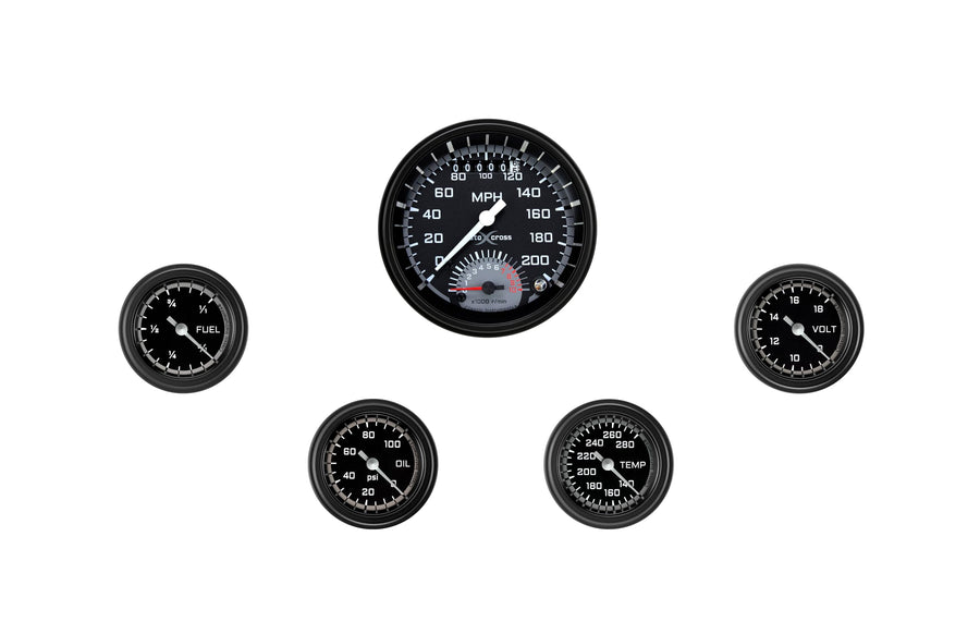 Classic Instruments AX135GBLF Full Sweep Gray Autocross Ultimate Speedometer & 2 1/8"" Fuel Oil Temp Volt Gauges - GM