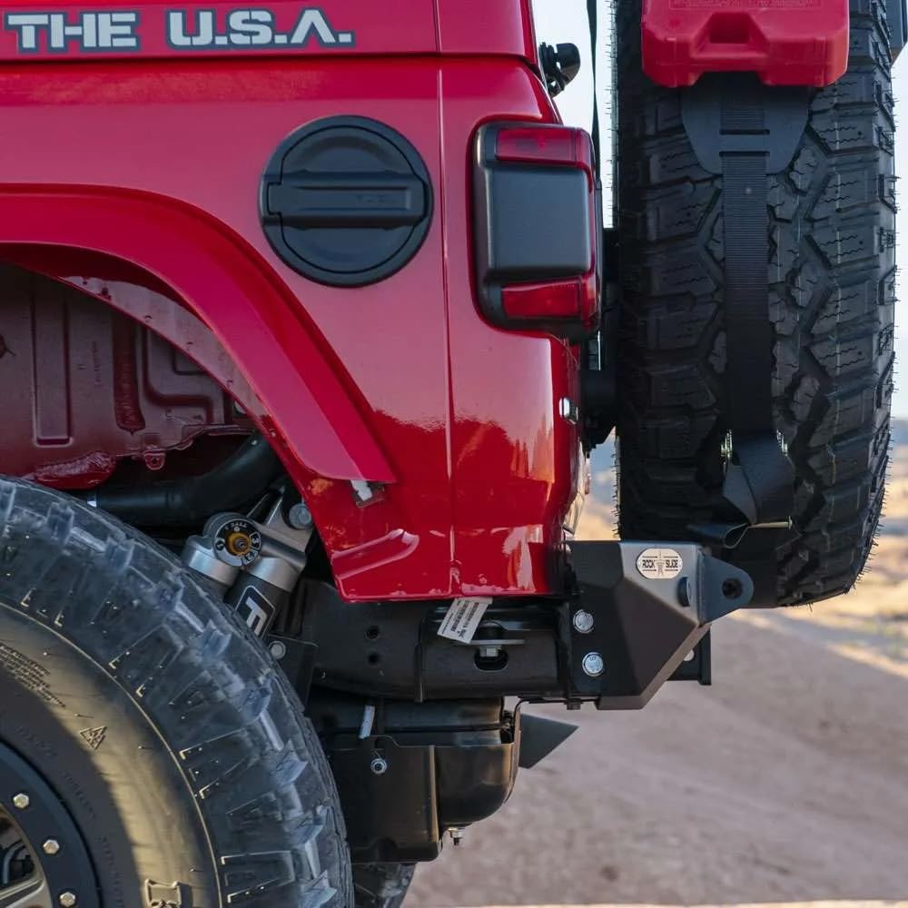 Rigid Rear Shorty Bumper Rock Slide with Shackle Points - Black Powdercoat