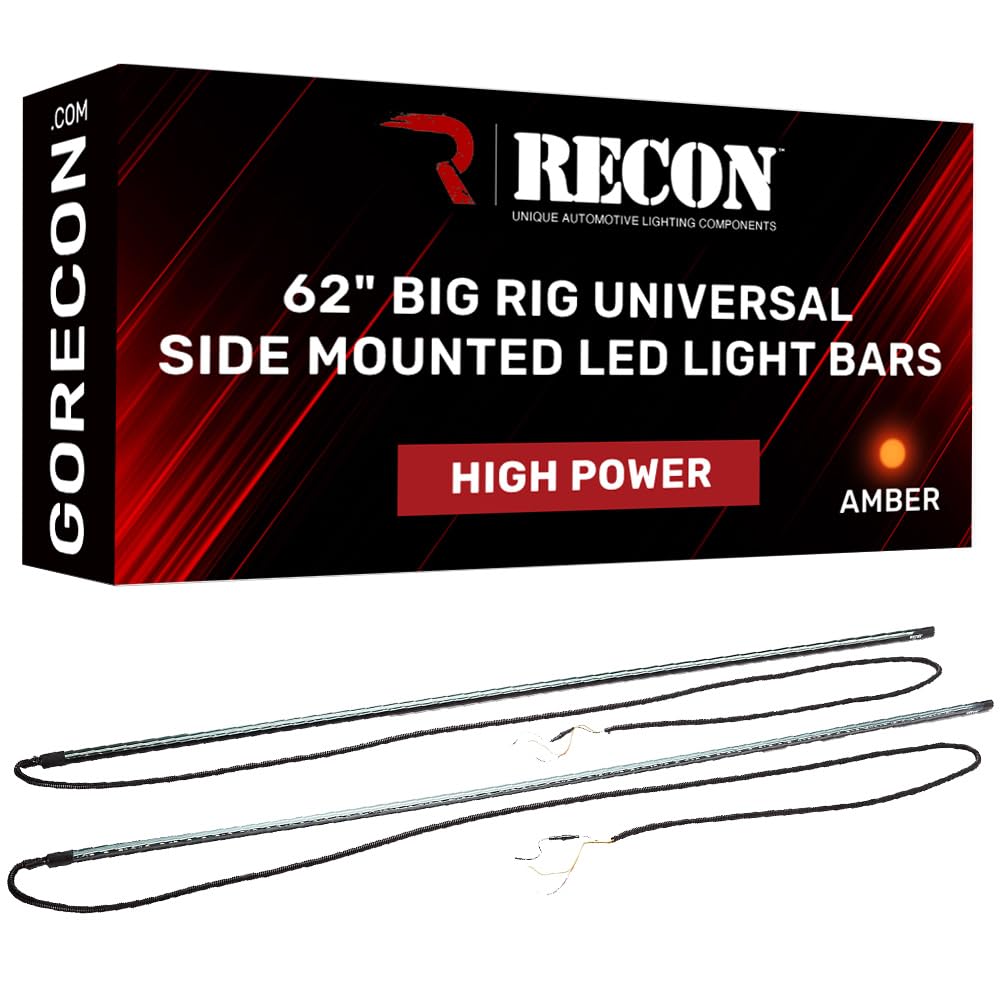 62" RECON Big Rig Universal Fit Side Mounted High Power LED Light Bar Kit Amber Running Lights & Turn Signals (62")