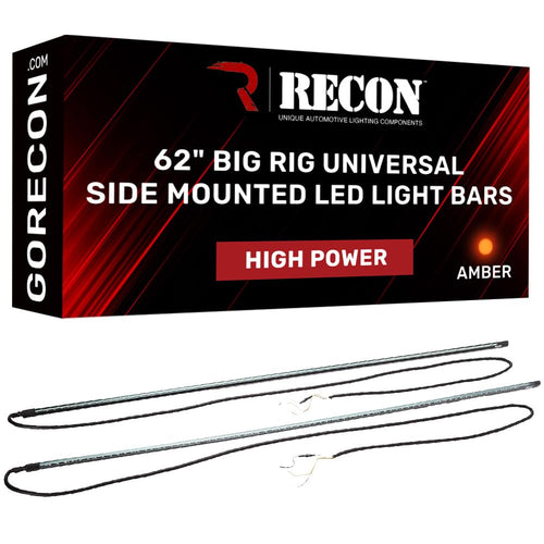 62" RECON Big Rig Universal Fit Side Mounted High Power LED Light Bar Kit Amber Running Lights & Turn Signals (62")
