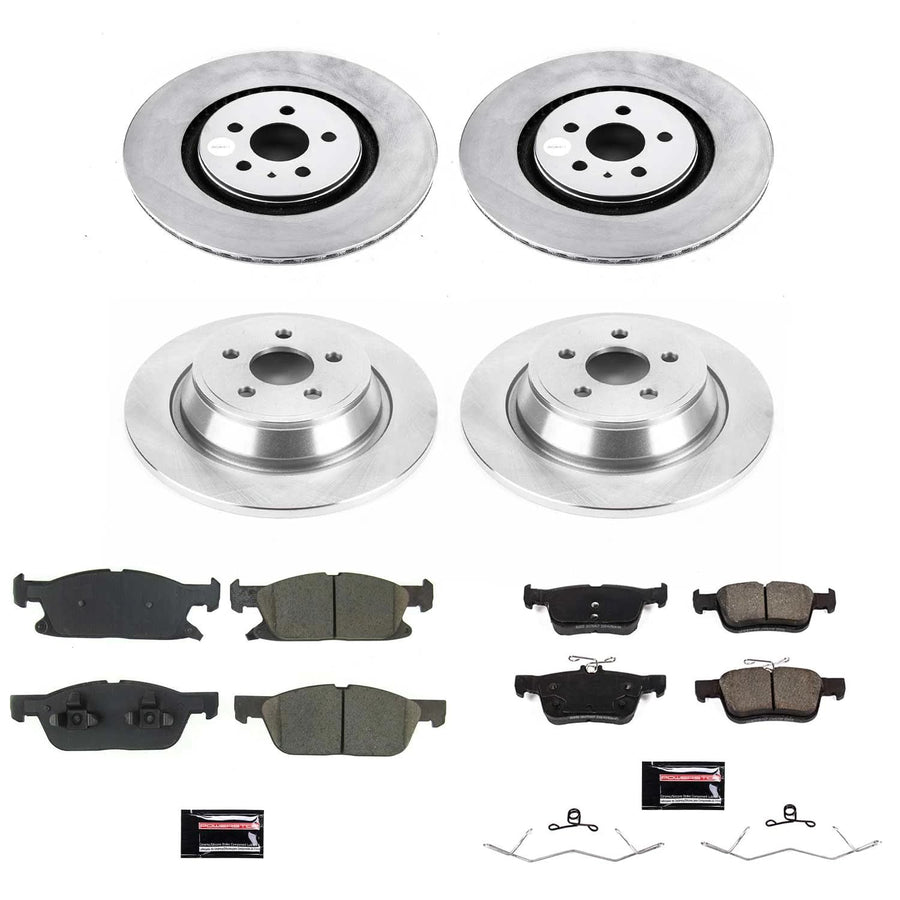Power Stop Z17 Front and Rear Coated Rotor Kit-Coated Brake Rotors, Ceramic Brake Pads CRK8349