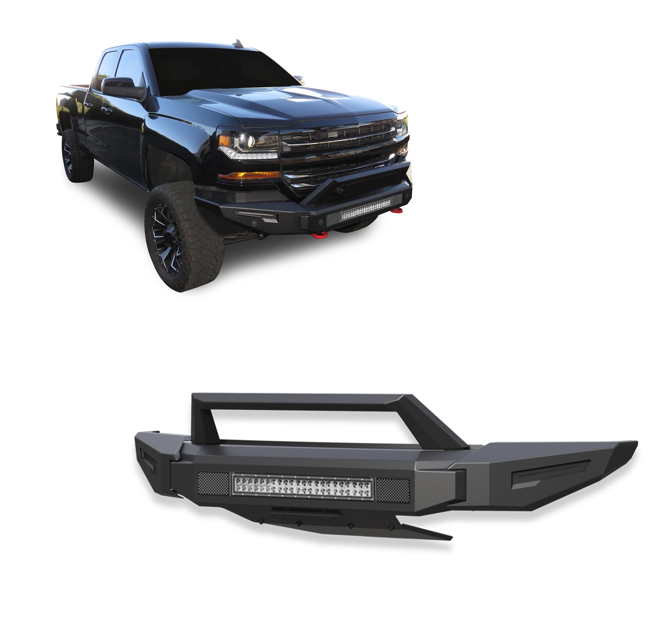 Modular Black Horse Armour II Heavy Duty Front Bumper Matte Black Compatible with 2016-2018 Chevrolet Silverado 1500-AFB-SI17-K1