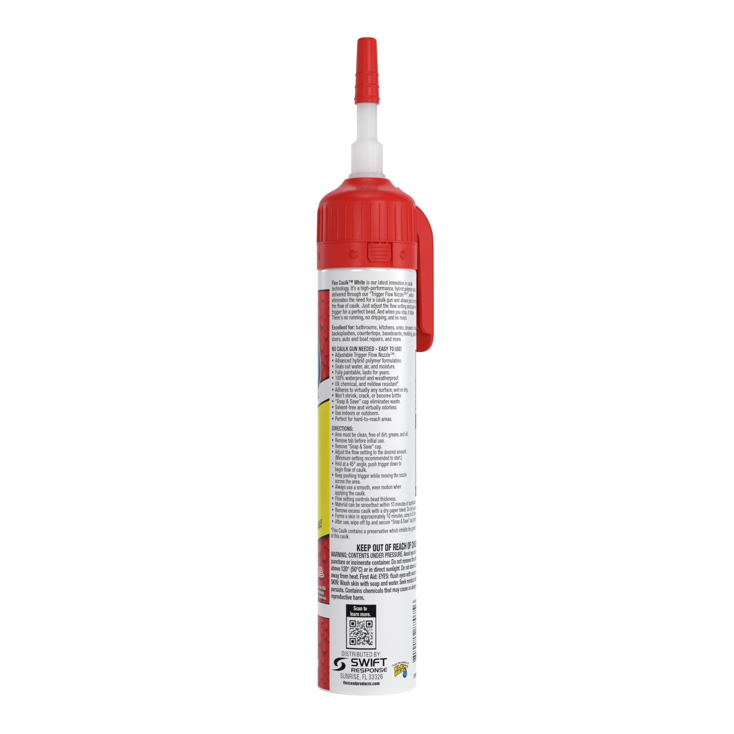 Flex Caulk, Waterproof & Weatherproof Sealant Hybrid Polymer, Strong, Paintable, Indoor, Outdoor, Bath, Shower, Sink, Window, Baseboards, Door, RV, Roof, Wood, Auto & Marine, White, 9 oz, 1-Pack