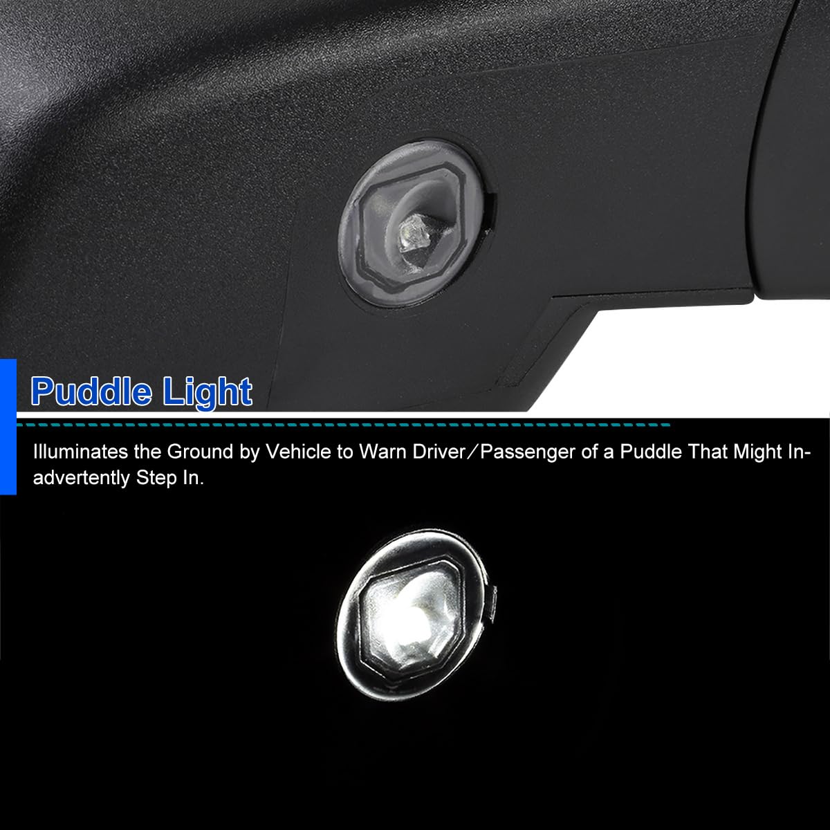 Spec-D Tuning Power Heated Right Passenger Side Mirror w/Driving + Puddle Light Compatible with 2014-2018 Chevy Silverado, GMC Sierra