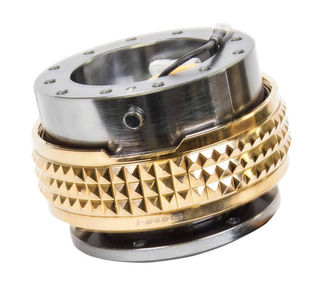 NRG Innovations Gen 2.1 NRG-SRK-210GM-CG Steering Wheel Quick Release Adapter Kit, 6x70 and 6x74mm Bolt Patterns, Gunmetal Body/Chrome Gold Pyramid Ring