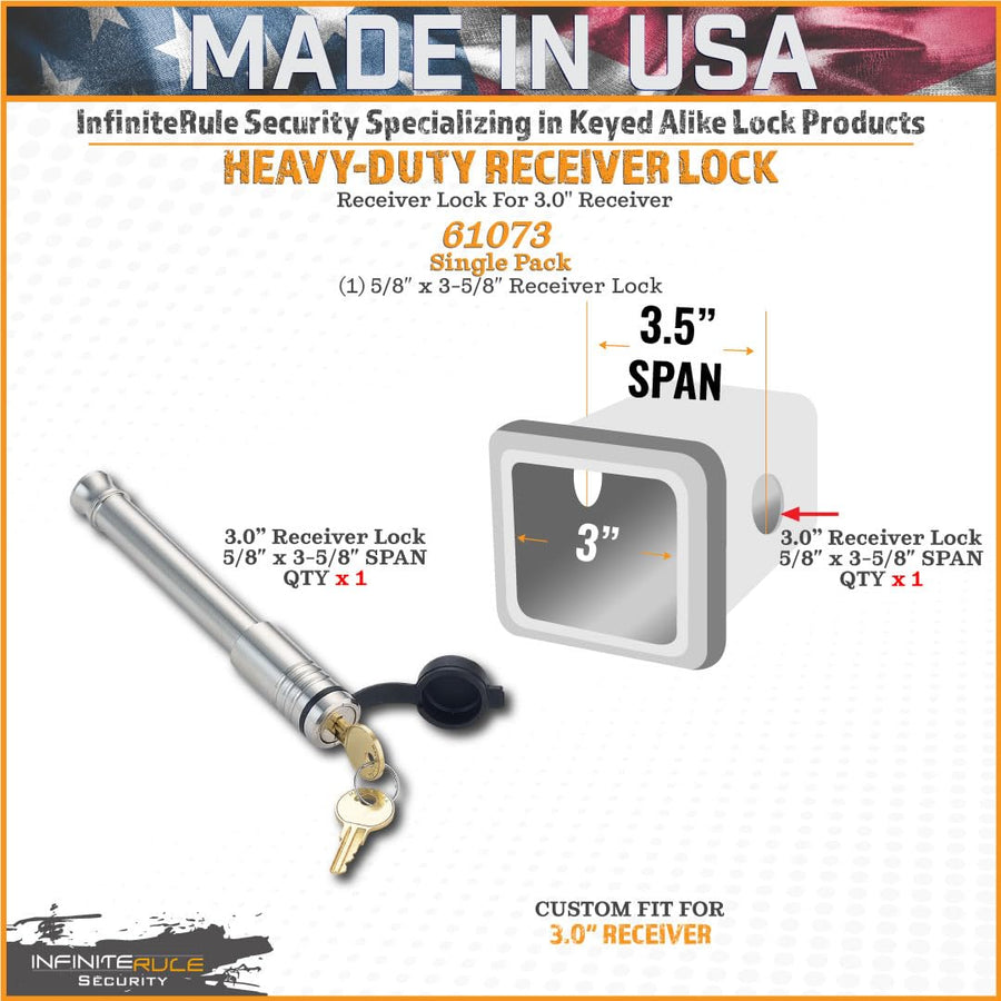 61073 InfiniteRule Security | Lock Receiver for 3" Receiver