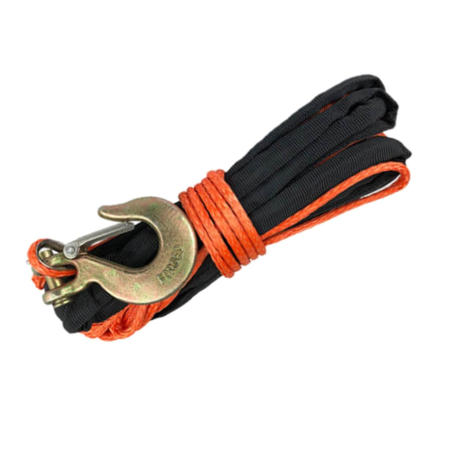 Mile Marker 19-52316-50 Synthetic Rope ATV Assembly with Hook Single Orange & Black 3/16" x 50' for ATV Winches 2,500 – 3,500 lbs. - Breaking Force of 4,600 lbs.