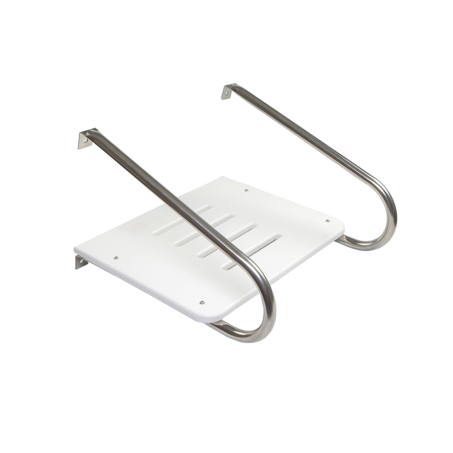 Poly Swim Platform Whitecap for Boats with Outboards - Double Rail, White