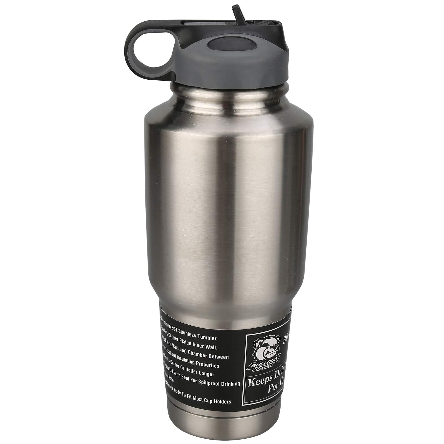 304 Stainless Bulldog Winch 80052-30oz Tumbler Double Wall W/Screw On Flip Up Straw Lid