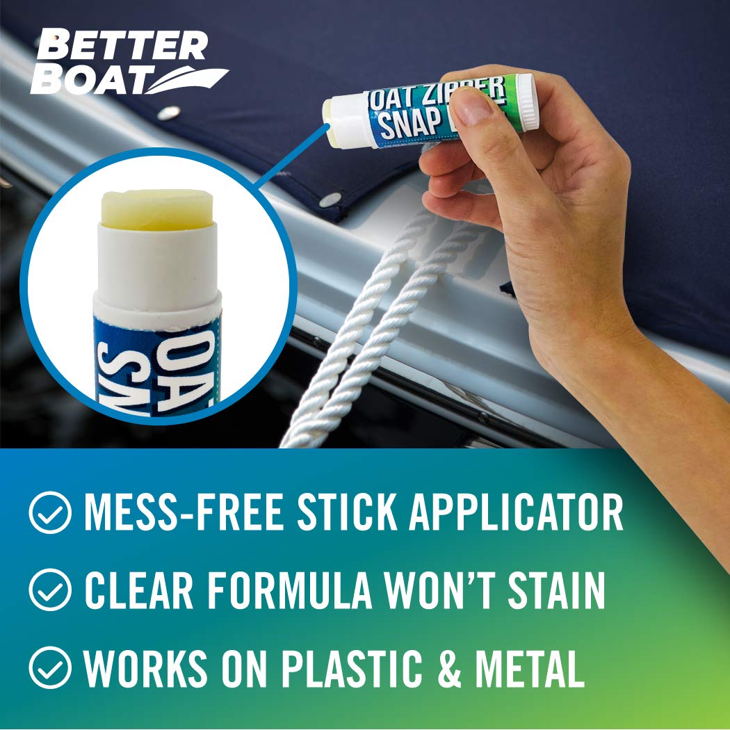 Zip Lube Zipper Wax - Marine Grade Lubricant Stick and Tool for Boat Canvas, Bimini Snaps, Metal Zippers, Jackets, Coolers, Vinyl Panels, Wetsuits, Drysuits - No Oil Mess