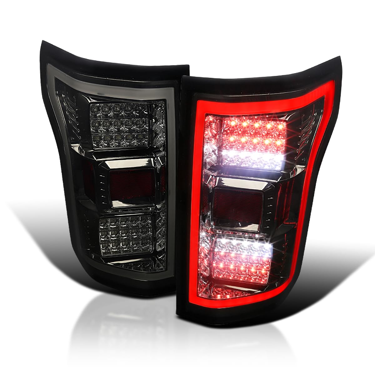 Smoke Tail Lights w/LED Light Bar SPEC-D TUNING Compatible with 2018-2020 Ford F-150, Left + Right Pair Assembly