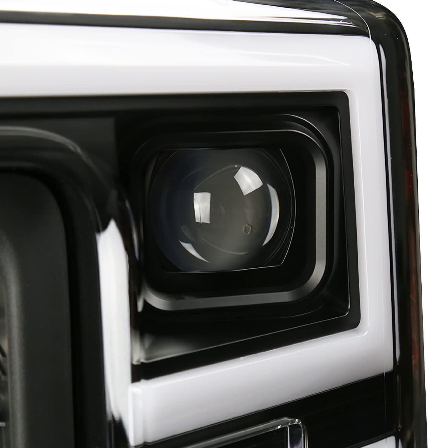 Black SPEC-D TUNING Projector Headlights w/LED Sequential Turn Signal Switchback Compatible with 2017-2019 Ford F-250, F-350, F-450, F-550 Super Duty, Left + Right Pair Headlamps Assembly