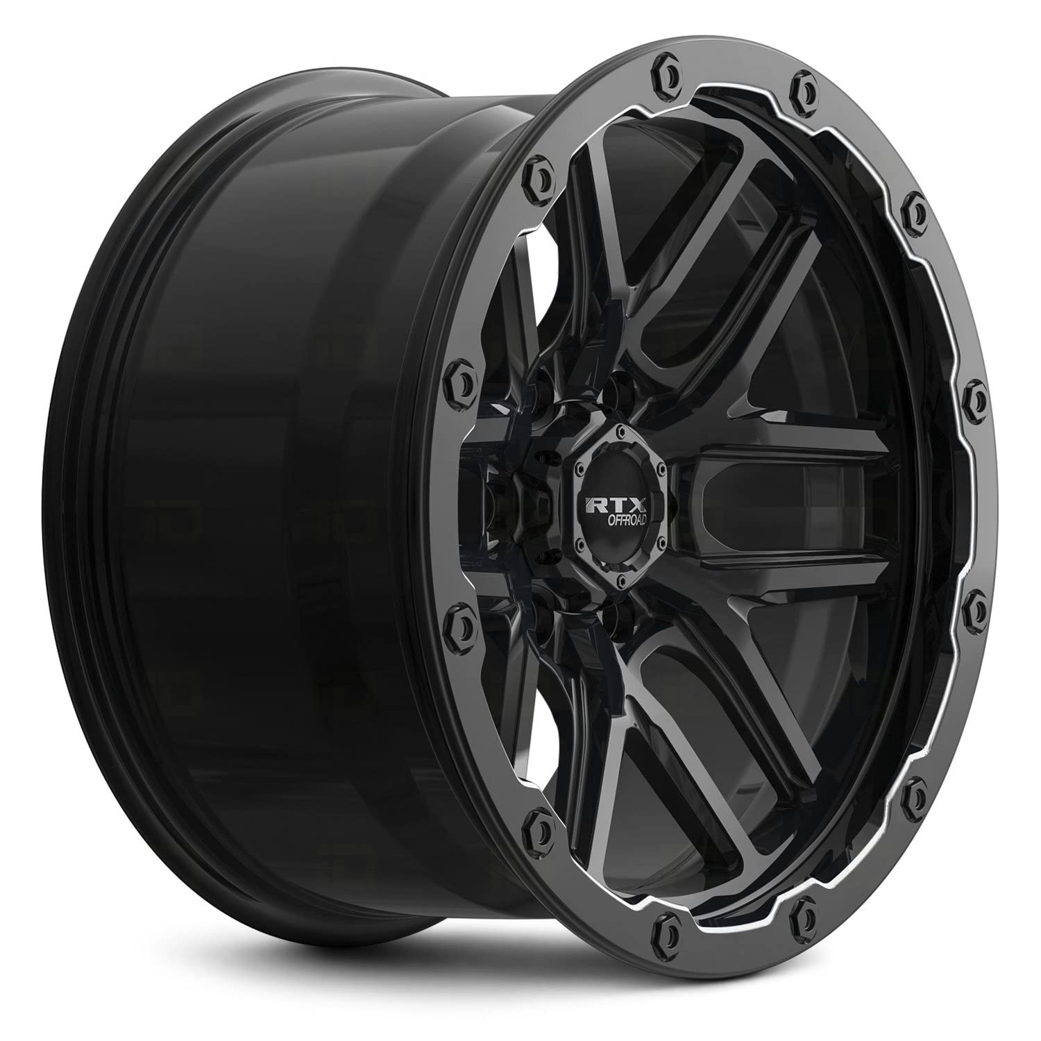 Volcano RTX Custom Wheel - 18x9.5, -10 Offset, 6x135 Bolt Pattern, 87.1mm Hub - Gloss Black with Milled Accents Rim