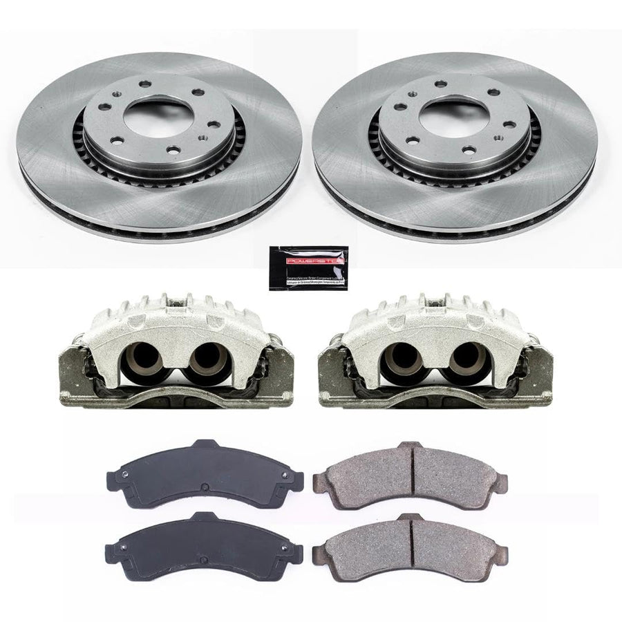 Power Stop KCOE2061A Front Caliper Brake Kit Autospecialty - Brake Rotors, Ceramic Brake Pads and Brake Calipers For Saab 9-7x 2005 [Model Specific]
