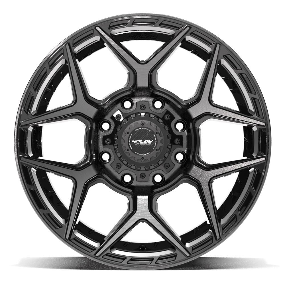 20 Inch 4PLAY Wheels Rim 4P06 Fits 8x165.1 20x9 Gloss Black Brushed with Tinted Clear (1)