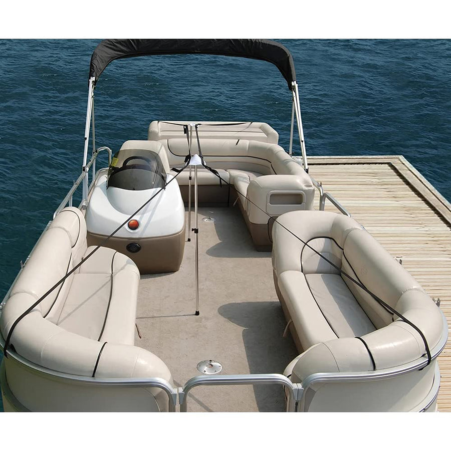 Pontoon Boat Cover Support System Taylor Made with Adjustable 27"-50" Poles, 60' of 1" Polypropylene Webbing Strap, Quick-Release 12" Adjuster Buckles, Prevents Water Pooling and Pocketing - 55745