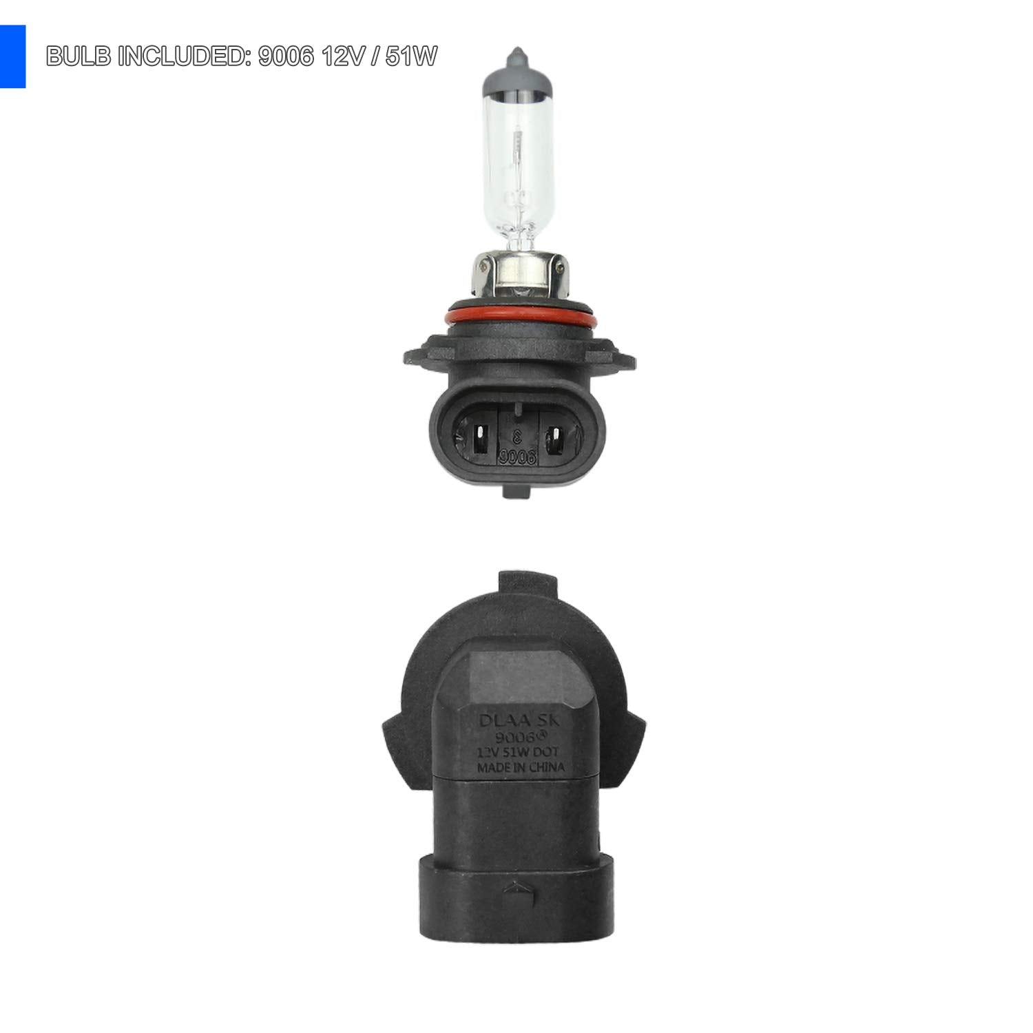 Chrome Fog Lights Spec-D Tuning + 9006 Bulbs + Switch Compatible with 2018-2020 Kia Rio, L+R Pair Assembly