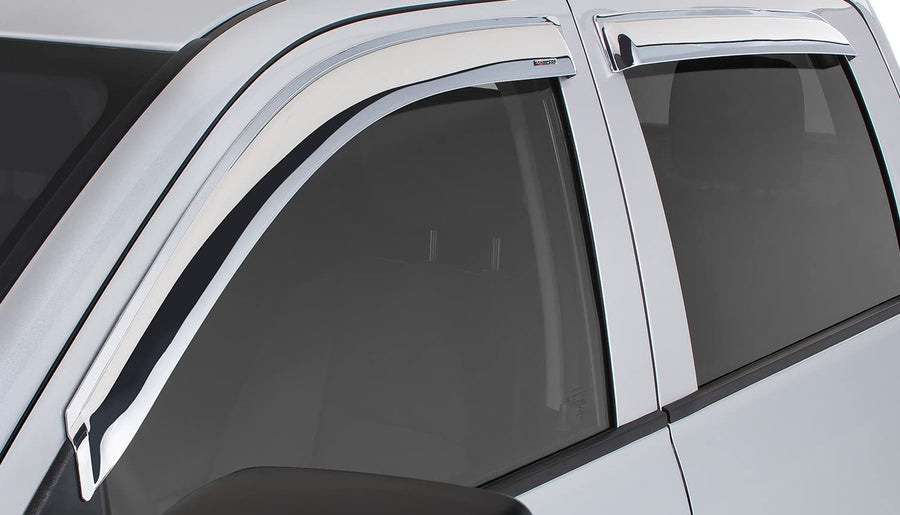 6012-8 Stampede Truck Accessories Tape-Onz Sidewind Deflector - 4 Door - Chrome