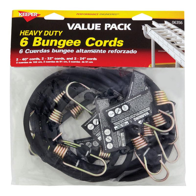 Black Keeper Bungee Cord Set assorted in. L x 0.315 in. 6 pk