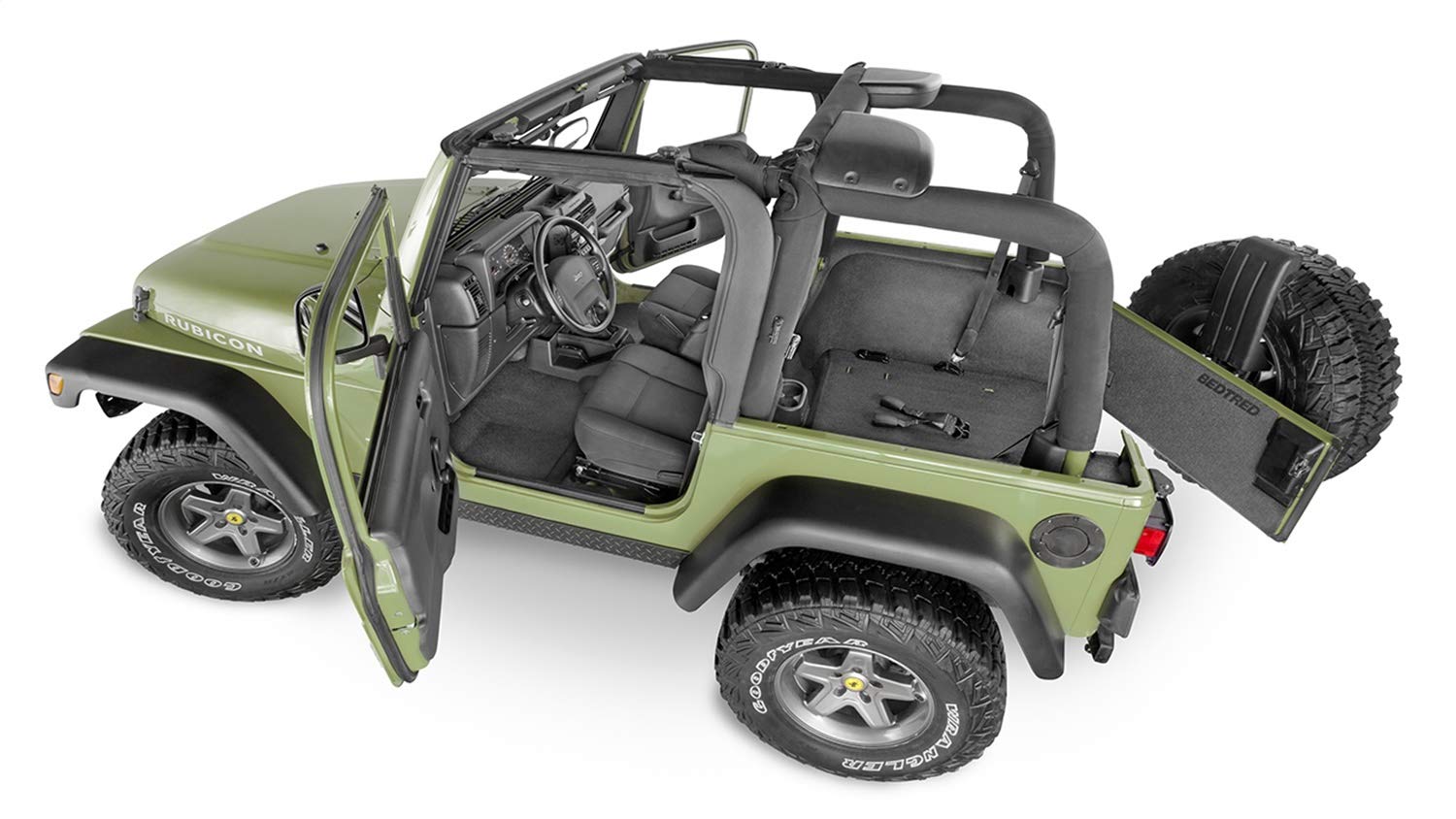 Jeep Kits BedRug - BedTred | Fits 2018 - 2026 Jeep Wrangler JL 4 Door, 3 pcs. Front Floor Kit | Charcoal Grey, BTJL18F4