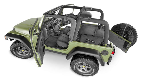 Jeep Kits BedRug - BedTred | Fits 2018 - 2026 Jeep Wrangler JL 4 Door, 3 pcs. Front Floor Kit | Charcoal Grey, BTJL18F4