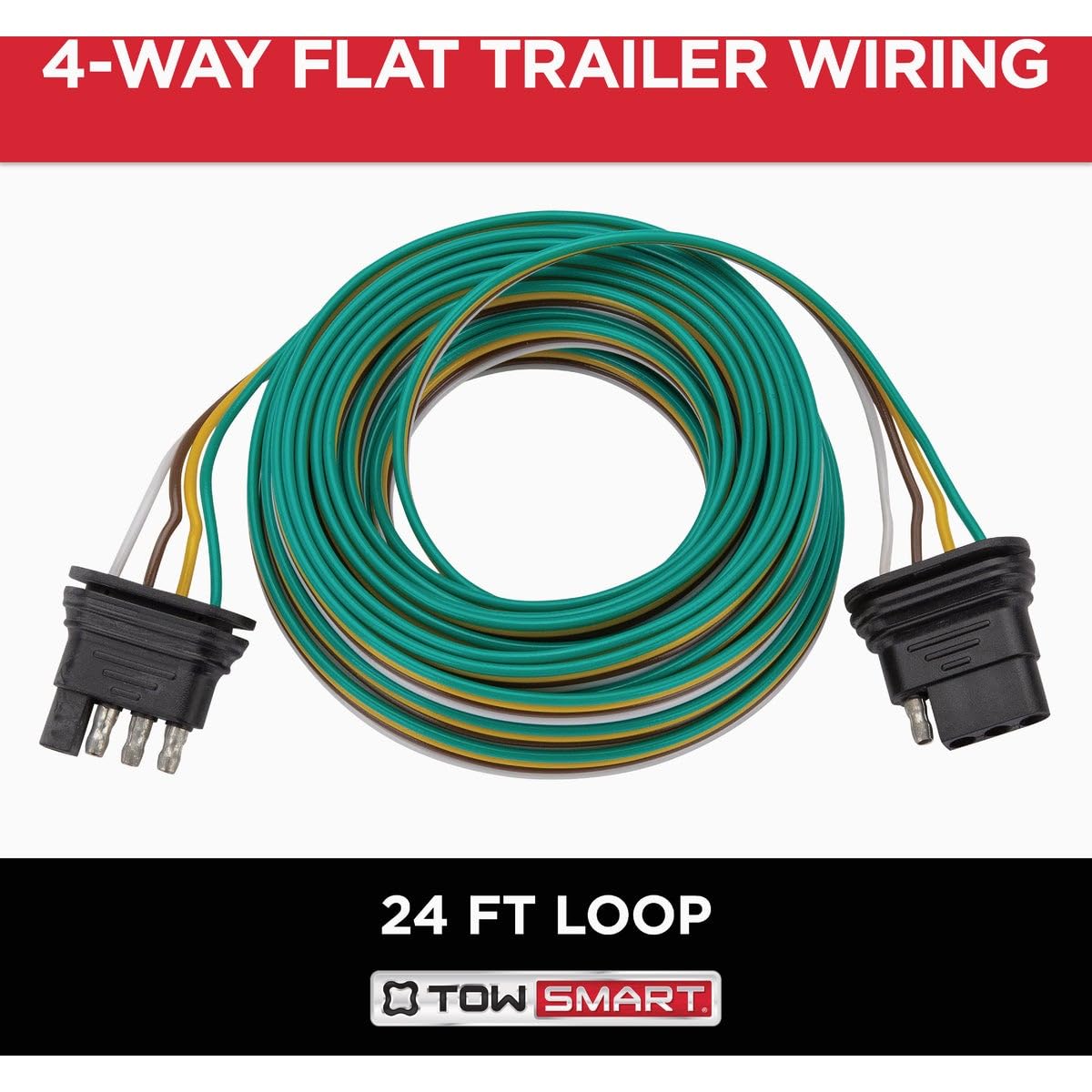 24 ft. TOWSMART Trailer End 4-Way Flat Trailer Light Wiring Connector