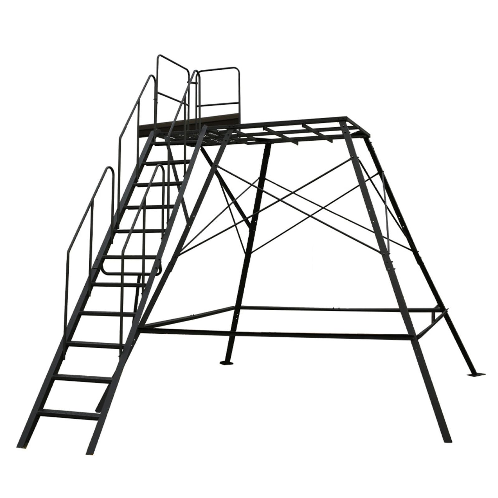 Hawk 87" W x 69" D x 78" T Compound Hunting Assembled Insulated Steel Box Blind | Floor with Rubber Pad and Multiple One-Hand-Operable Windows | Blind w/ 10ft Premium Towerbase