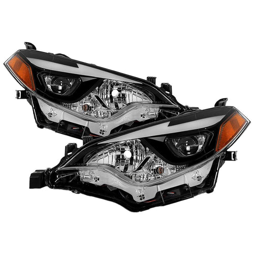 (XTune) Corolla Toyota 14-16 w/LED DRL (OE Style) Headlights - Low Beam-LED ; High Beam-HB3(Included) ; Signal-7444NA(Included) - Black with Chrom