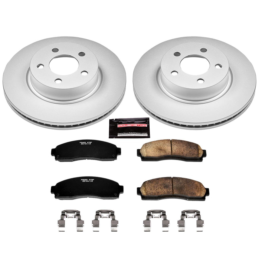 Power Stop CRK1923 Brake Rotor Coated & Ceramic Brake Pads- front For Ford Explorer Sport, Ford Explorer Sport Trac, Ford Ranger, Mazda B3, Mazda B4000 [Model Specific]