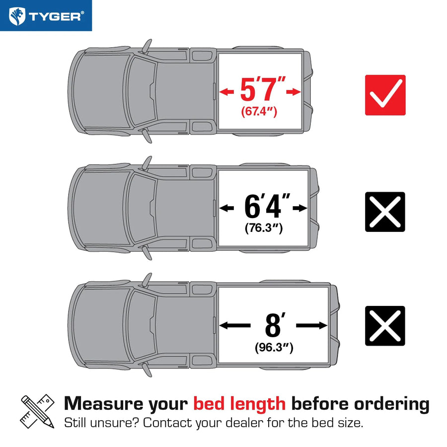 Tyger Auto T2 Soft Roll-up Low Profile Truck Bed Tonneau Cover Compatible with 2019-2026 Ram 1500 (Not Fit 19-24 Classic) | 5'7" (67") Bed | TG-BC2D6046