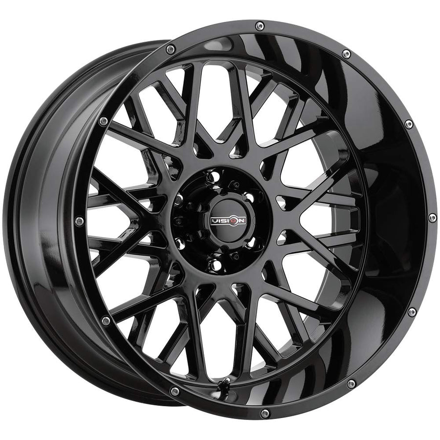 18x9 Vision 412 Rocker -12mm Gloss Black Wheel Rim 18" Inch