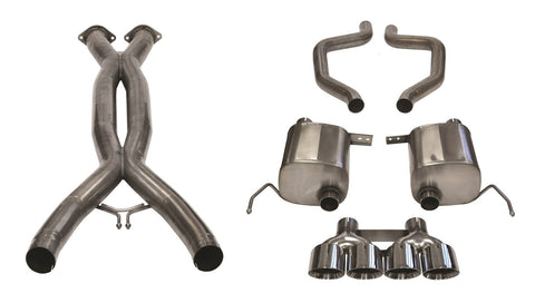 Sport Cat-Back Exhaust System Corsa Performance 14768CB Dual Rear Exit Incl. 3 in. X Pipe 2.75 in. Over Axle Pipe Mufflers/Clamps/Quad 4.5 in. Polished Tips