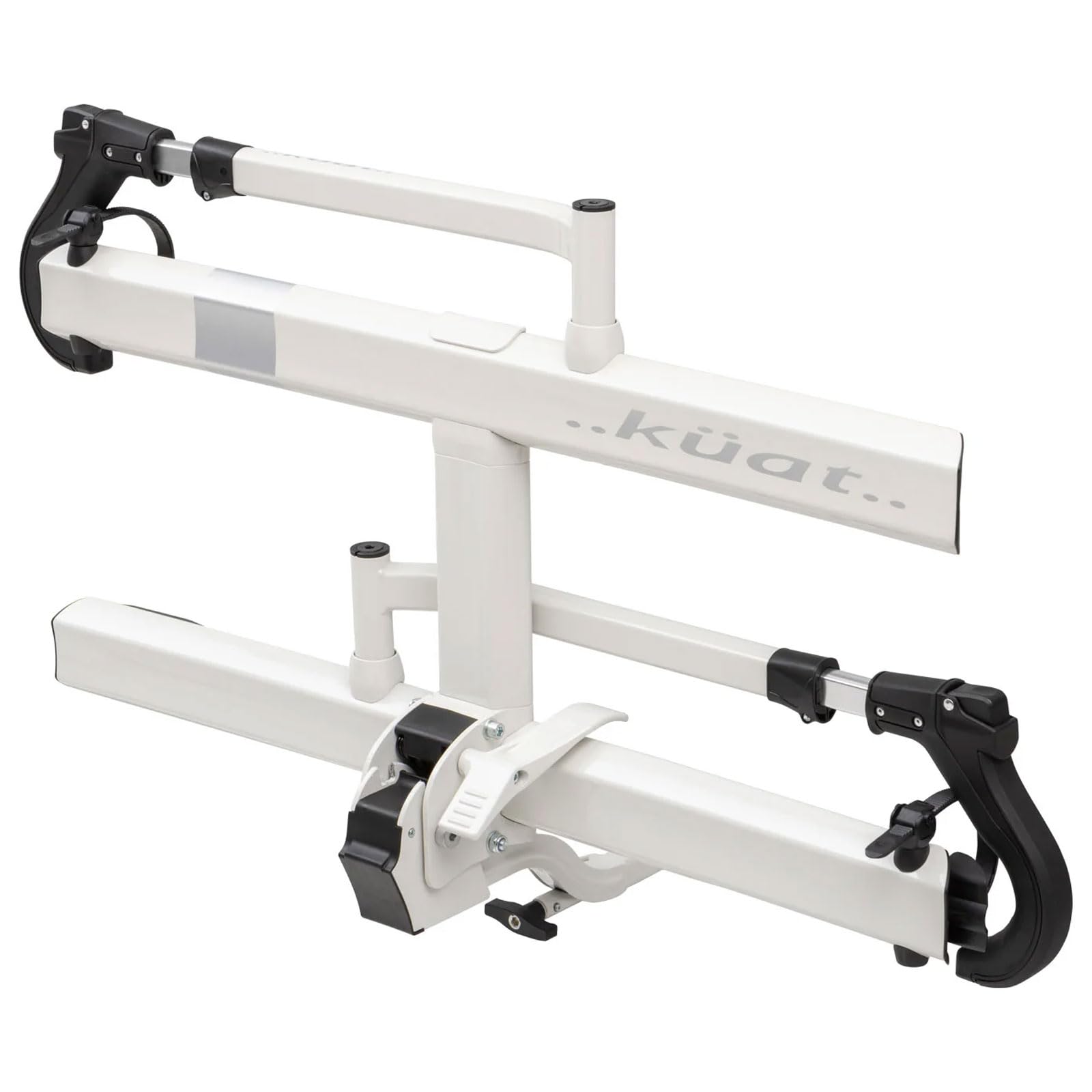 KUAT 2.0 Sherpa Durable Lightweight Aluminum Compact 2 Bike Transporting Hitch Rack with Cable Lock & Foldable Tire Cradles | Capacity - 40 Lbs per Tray, Pearl & Silver Anodize, 1.25"