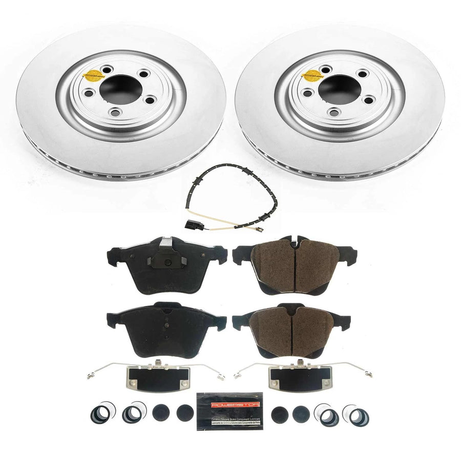 Power Stop Z17 CRK8037 Coated Rotor Kit-Front Brake Rotors, Ceramic Brake Pads For Jaguar F-Type 2014-2021 [Model Specific]