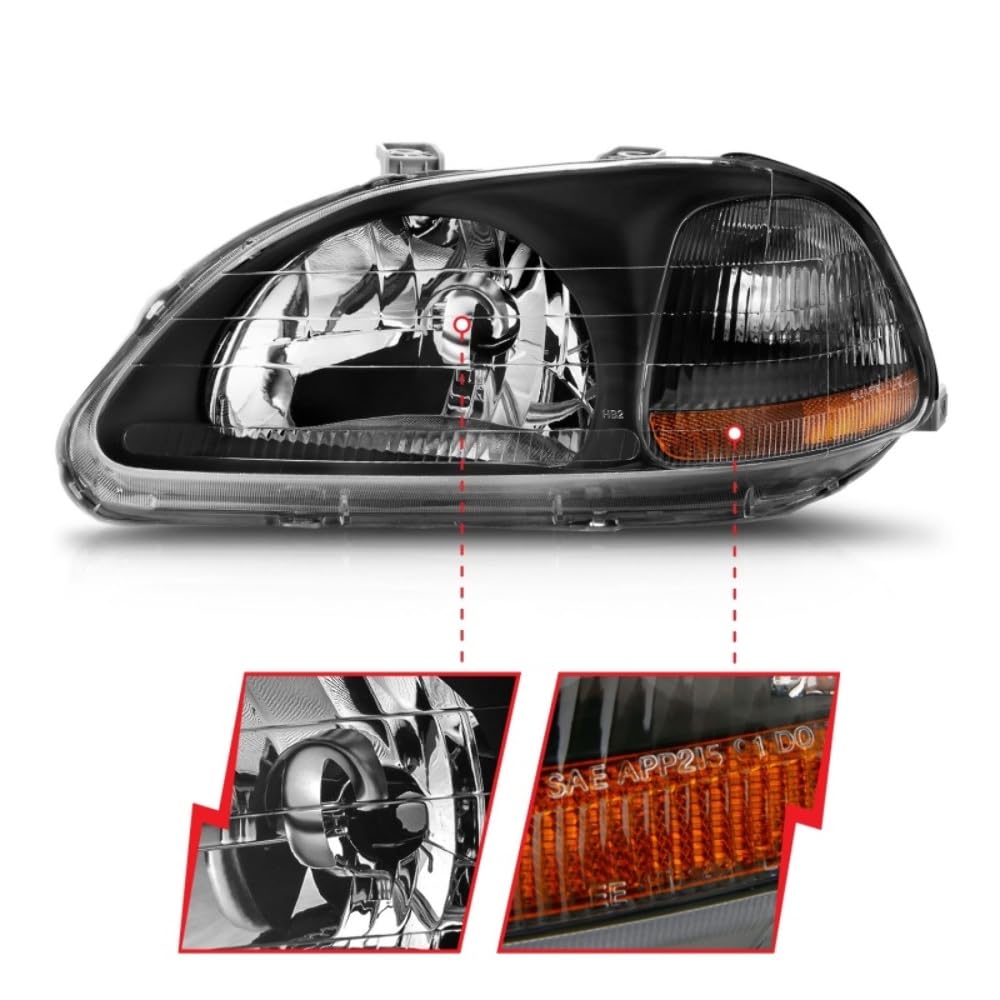 Crystal Headlight Set-Black ANZO USA 121067