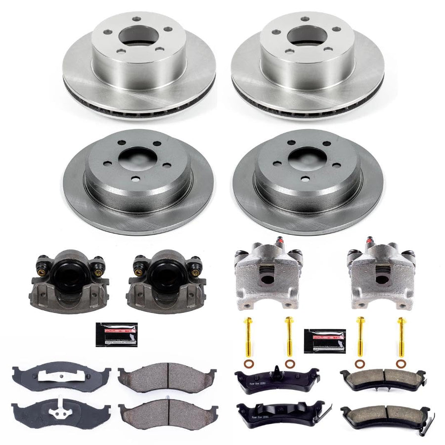 Power Stop KCOE2121 Front and Rear Autospecialty Stock Replacement Caliper Kit- OE Rotors, Ceramic Brake Pads, Calipers For Jeep Grand Cherokee 1995-1998 [Model Specific]