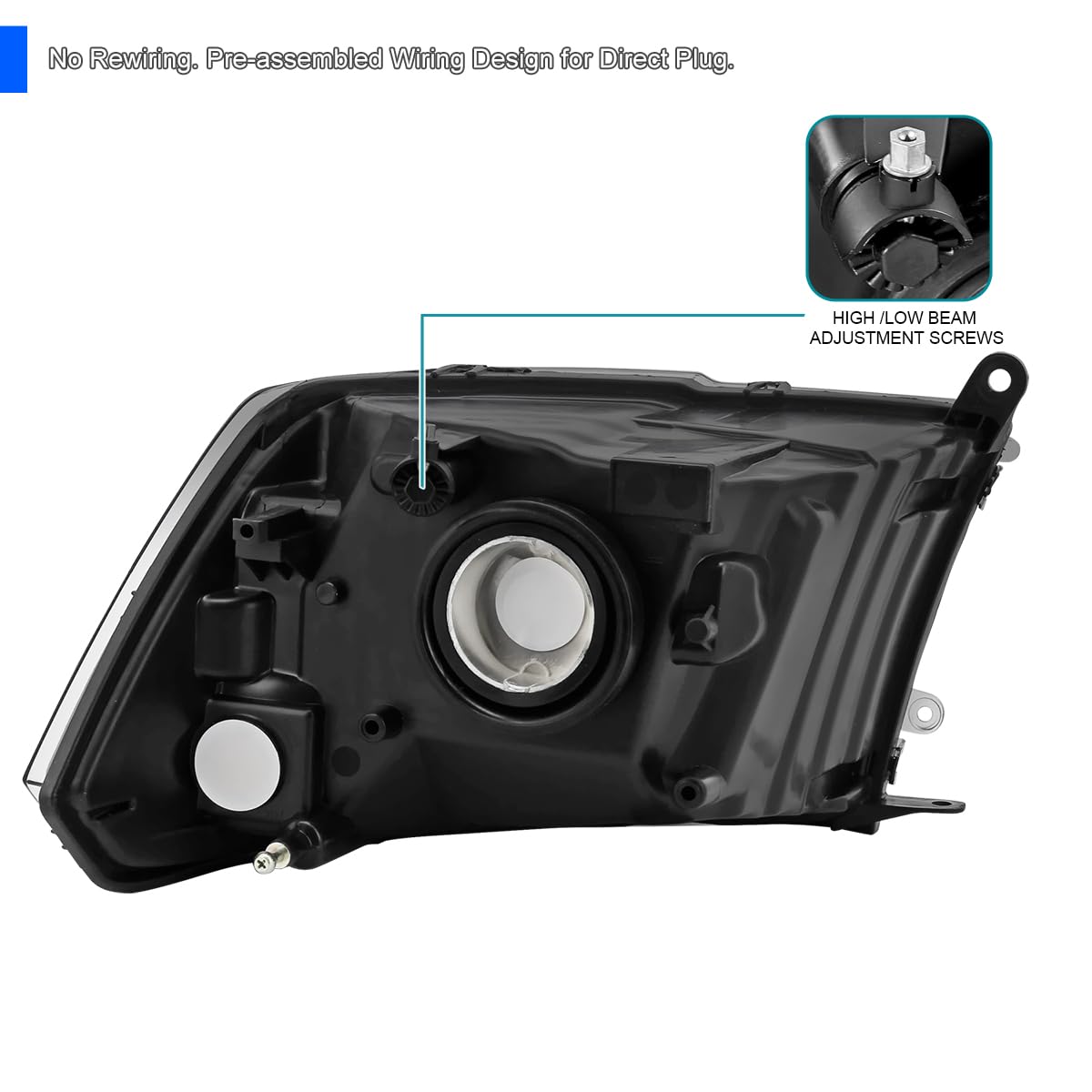 Light Smoke SPEC-D TUNING Headlights Compatible with 2009-2018 Dodge RAM 1500/2500/3500 L+R Pair Head Light Lamp Assembly