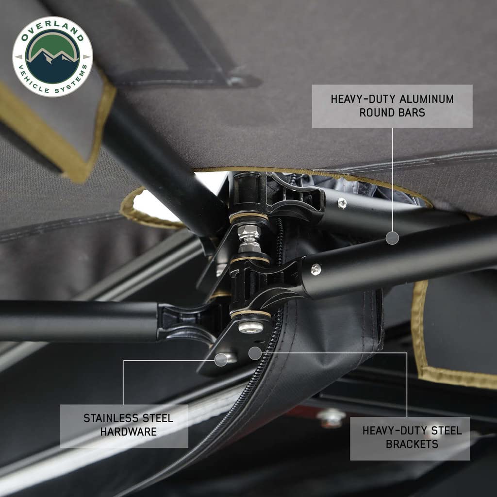 Overland Vehicle Systems Nomadic 270 LTE Drivers Side Awning | Dark Gray | Includes Black Travel Cover | 19679907