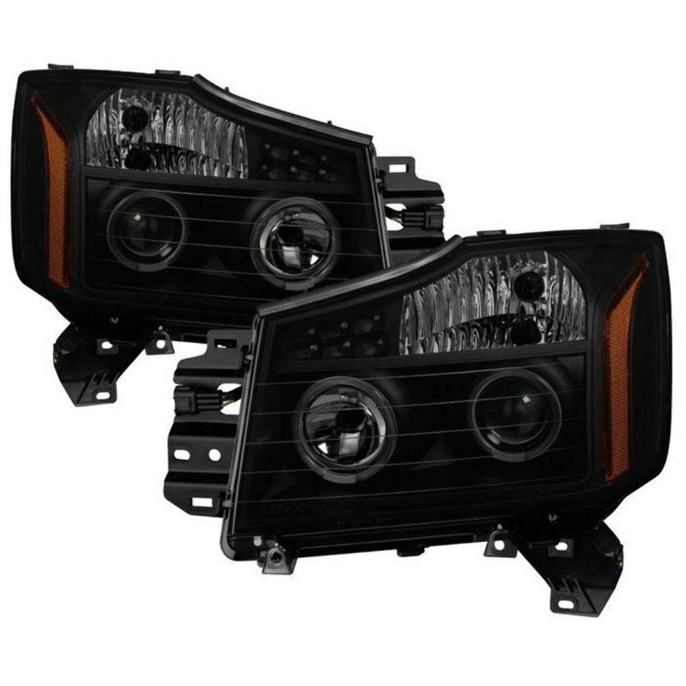 Headlight Xtune PRO-JH-NTI04-LED-BSM (Nissan Titan 04-15 / Nissan Armada 04-07 Projector s - LED Halo - Black Smoked)