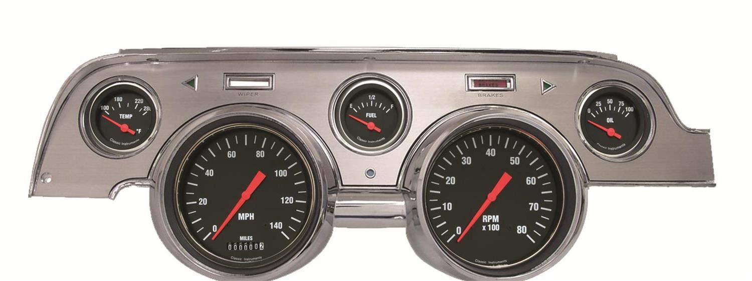 Hot Rod Classic Instruments MU67HRBA - Brushed Aluminum - Standard Speedometer