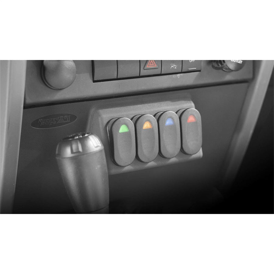Switch Pod Rugged Ridge for Jeep Wrangler JK | Thermoplastic Olefin (TPO), Black | 17235.55 | Fits 2007-2010 Jeep Wrangler JK
