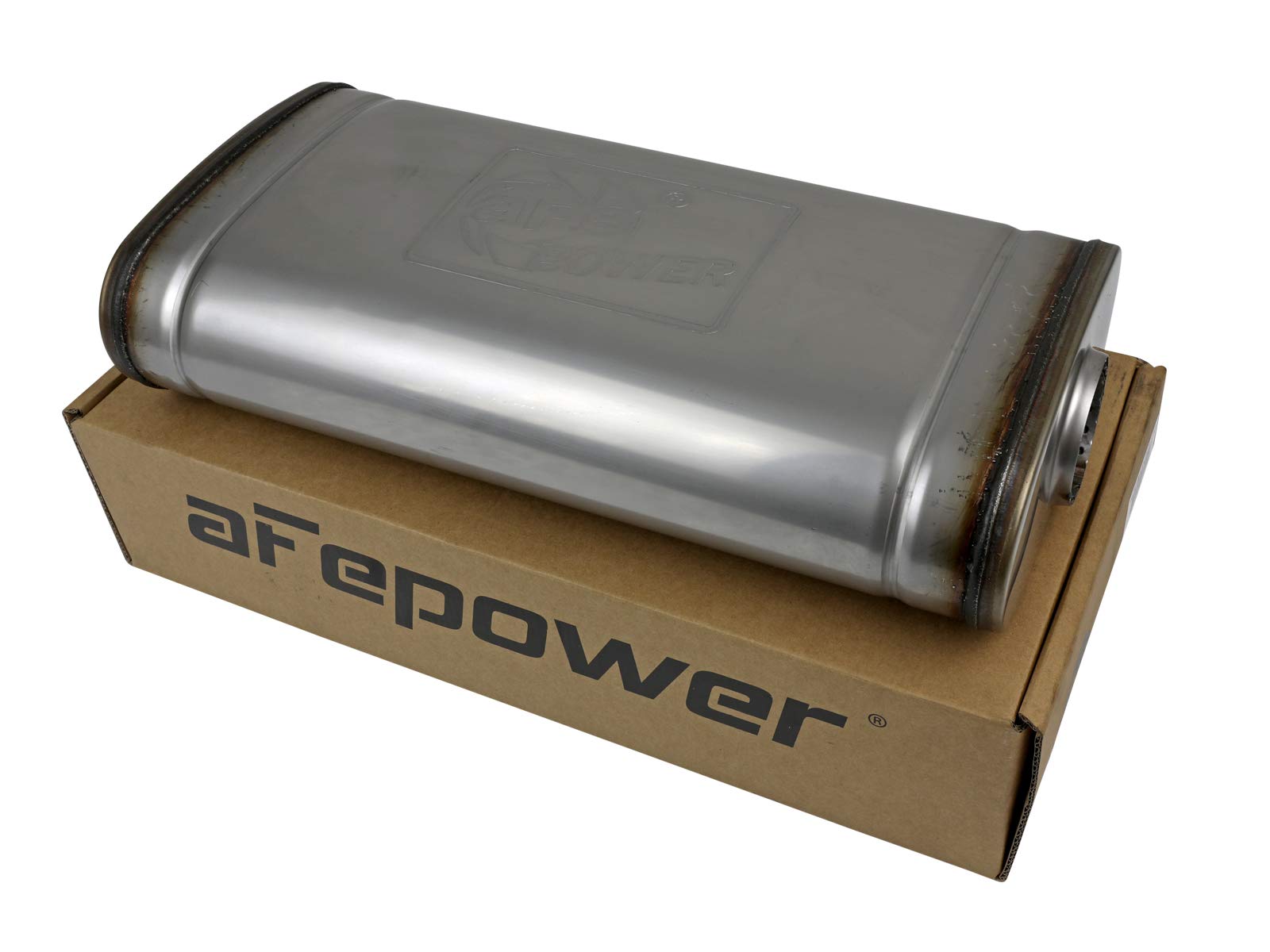 MACH Force-Xp aFe Power Muffler, 2-1/2" Inlet/Outlet, Center/Offset, 9" x 4" x 18" Oval Body