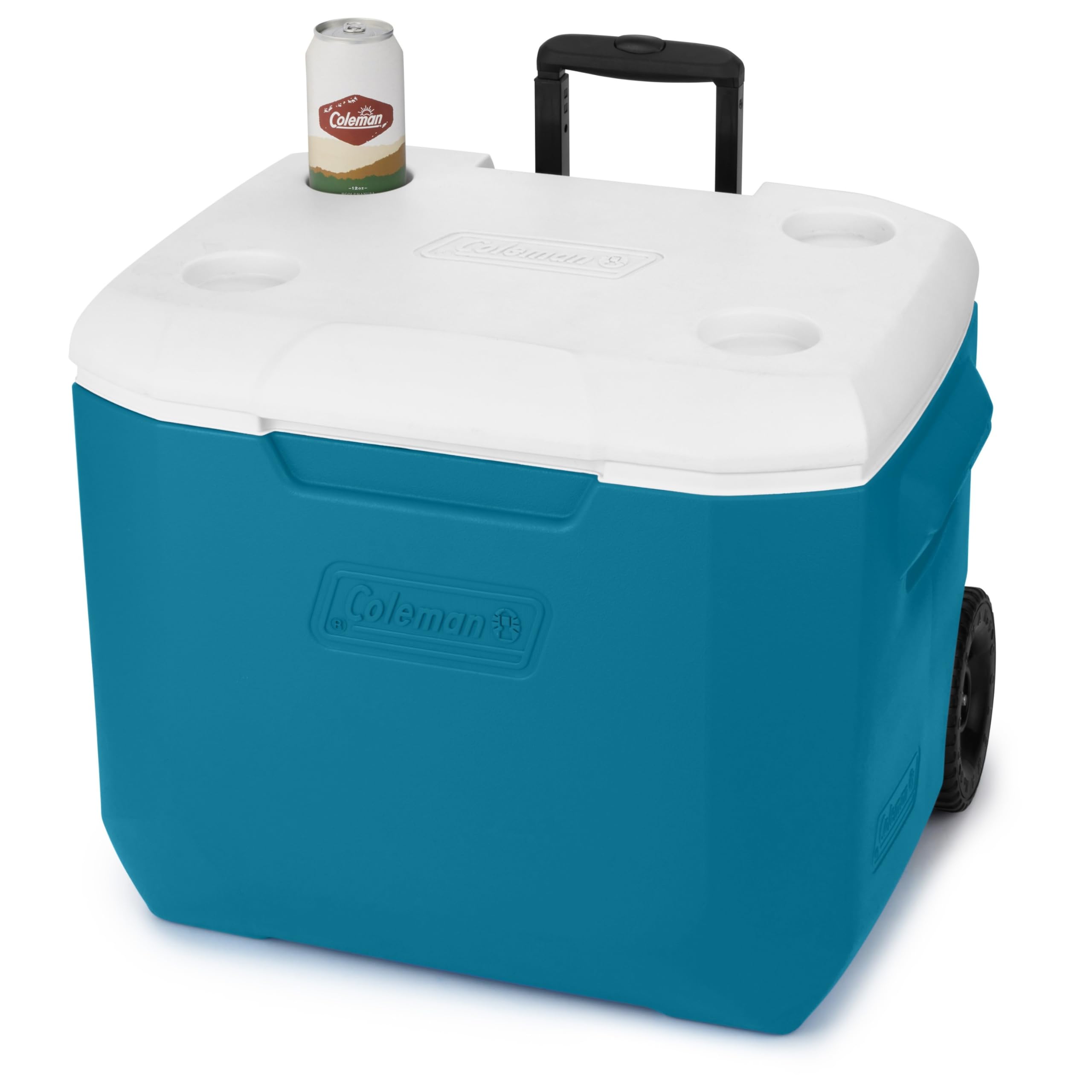 Coleman Rolling Cooler 60qt with Wheels, Insulated Portable Wheeled Chiller with Ice Retention, Made in USA