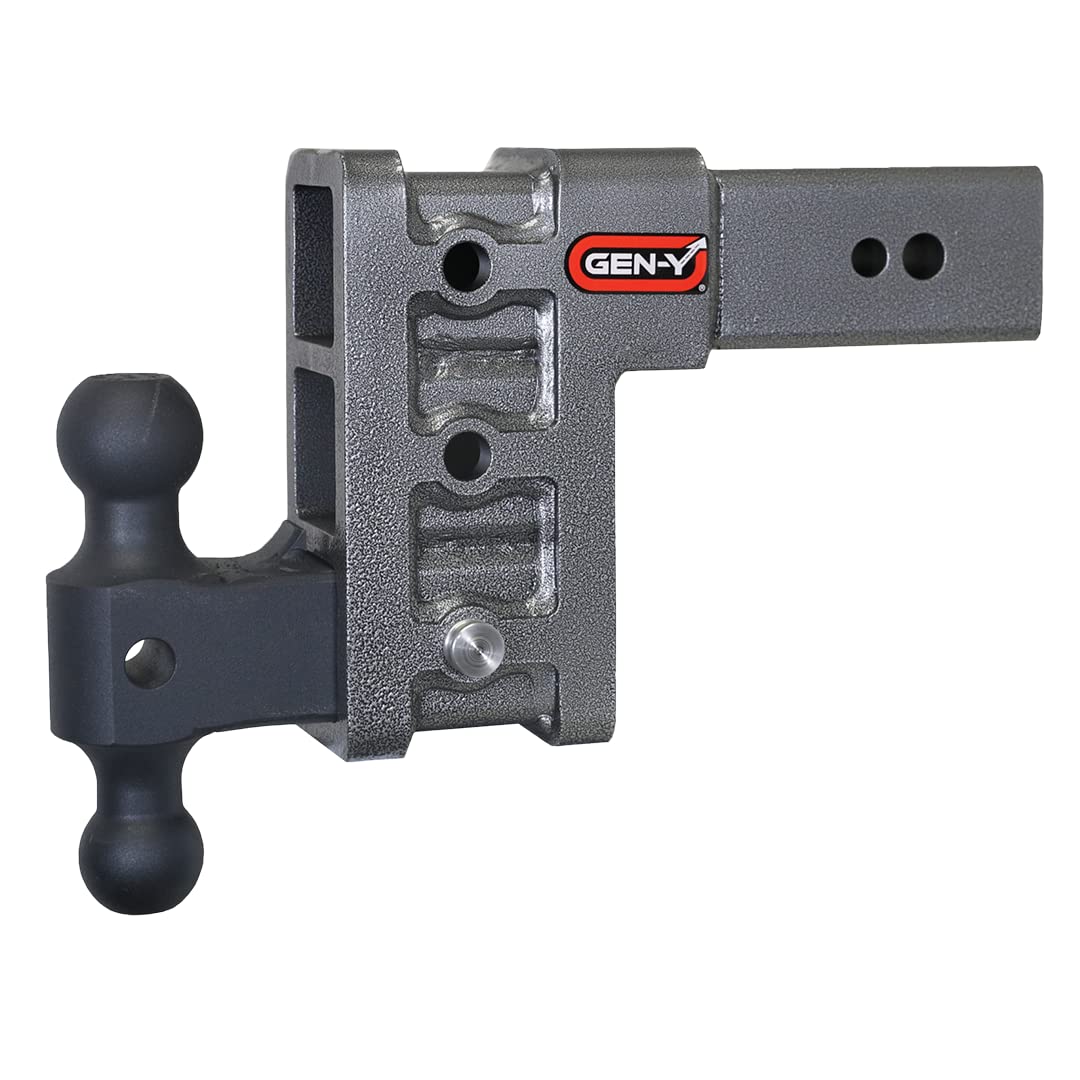 GEN-Y Hitch Tow Hitch - 3" Receiver for 6" Drop/Rise with 3 Adjustable Positions, Includes Dual Ball Mount and Locking Pin, 32,000 lbs Towing Capacity, 3,500 lbs Tongue Weight, Silver
