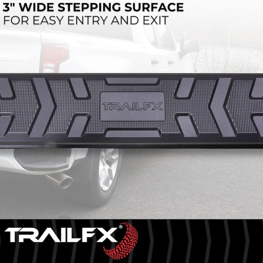 Trailfx Side Step Bars Truck Fits 2022-2025 Toyota Tundra Crew Max 4.5-Inch Hexagonal Aluminum Nerf Bars Matte Textured Black Powder Coated, Step Pads Rocker Panel Mount AL4022B